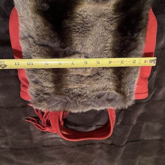 Miss Albright Red and Brown Faux Fur Shoulder Bag - Picture 4 of 10